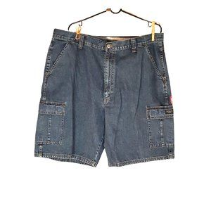 Wrangler Mens Cargo Jean Shorts Loose Fit Hits Knees 40 Blue NWT